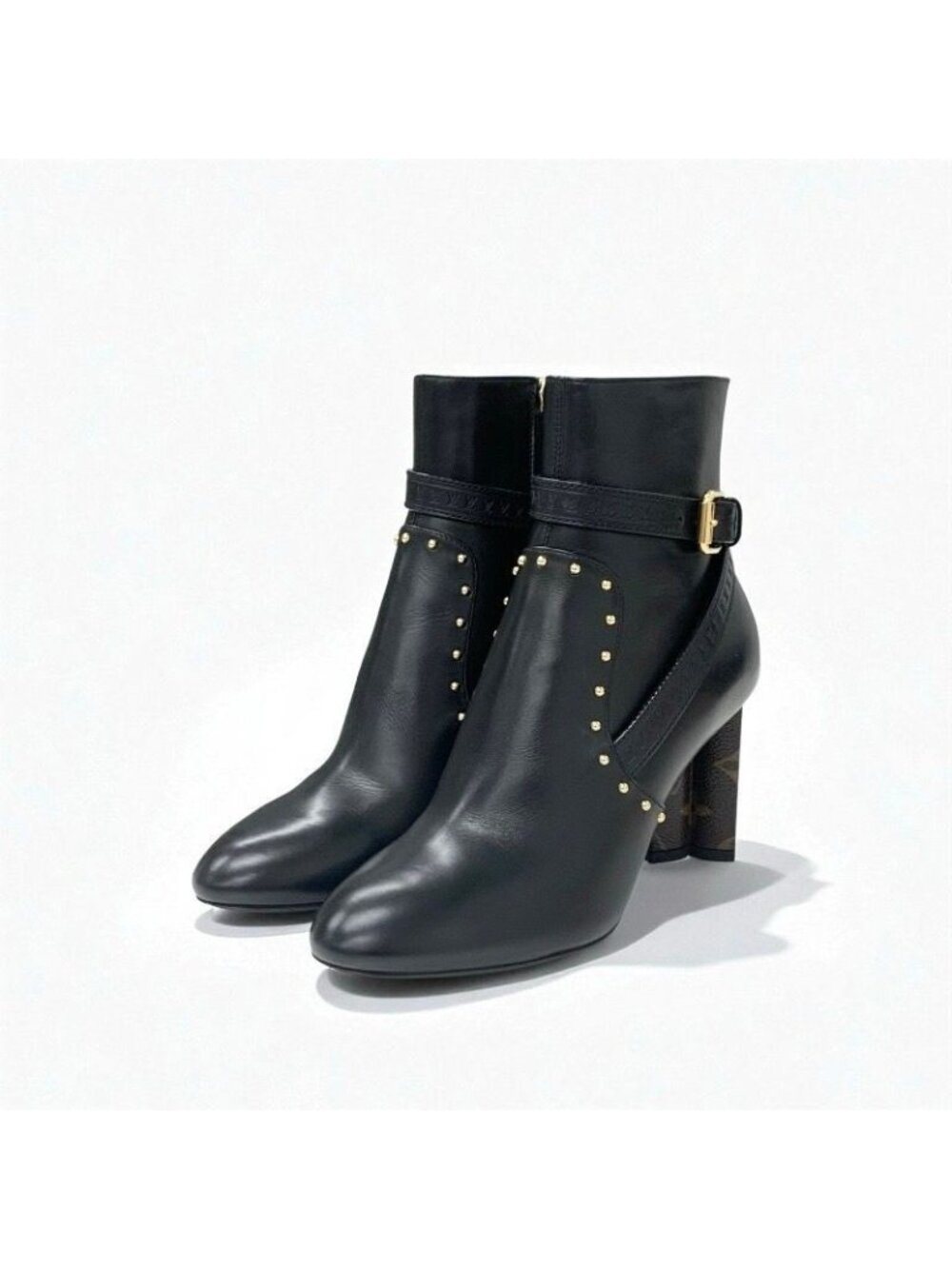 Louis Vuitton Silhouette Line Monogram Boots Short Shoes Leather Black - Picture 2 of 10